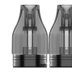 Zwei transparente Vapes mit silbernen Basen, ideal für Tabak- oder Nikotin-Zigaretten.