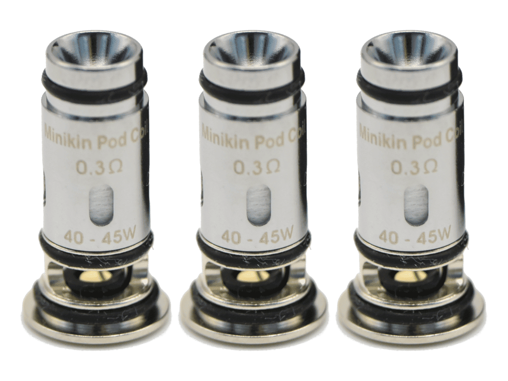 AsMODus Minikin Pod Heads 1 Miniature Vape Coil, 0,3 Ohm, für E-Zigaretten, 40-45 Watt, Set mit drei Coil-Decks.