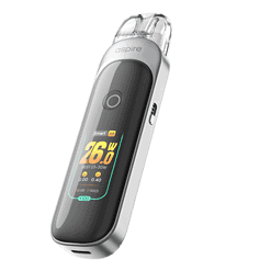 Kleiner tragbarer Vaporizator Aspire MixX mit Farbdisplay, silber und schwarz, ideal für aromatische E-Liquids.