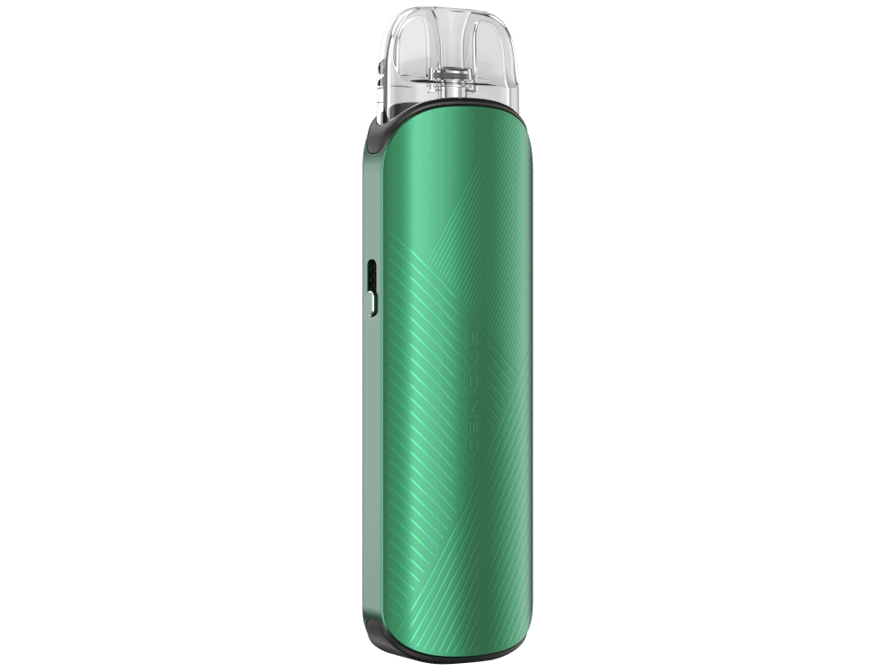 Aspire Pixo Neo E-Zigaretten Set 2 Robuster Vaping-Pod mit grünem Design und transparentem Mundstück, kompakt und tragbar für unterwegs.