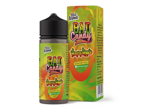 BAD Candy Vape Liquid Flasche und Verpackung in buntem Design, Aroma von saurem Kaugummi, 10 ml Inhalt, für E-Zigaretten geeignet, im Online-Shop LETZ Go erhältlich.