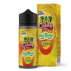 Bad Candy Vape Mad Mango 10ml Aroma, aromatisierte E-Liquid Flasche mit Mango-Geschmack, perfekt für Vape-Liebhaber, in ansprechender Verpackung.