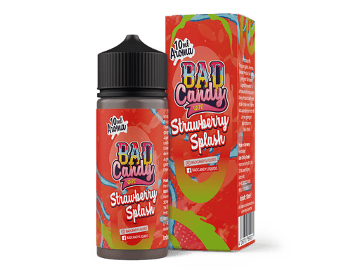 Gefahrstoff-Produkt: Bad Candy Vape Strawberry Splash, 10ml, blend aus Erdbeere, Süßigkeiten, süßer Geschmack, für E-Zigaretten und Dampfer, hochwertige Liquids, aromatisch, belebend, lecker, handlich, aromatisch, Geschmack, E-liquid, vaping.