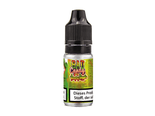 Kleines Fläschchen des BAD Candy Cannabis E-Liquid, geeignet für Vape Geräte.