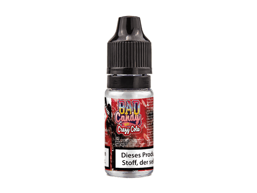 Flasche mit Liquid für E-Zigaretten, Geschmack Kirsche, Bad Candy Crazy Cola.