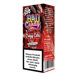 BAD Candy Vape Crazy Cola Verpackung, cooles Design für E-Zigaretten-Liquids, 10 ml Flasche, nikotinhaltig, in Deutschland hergestellt, für Erwachsene.
