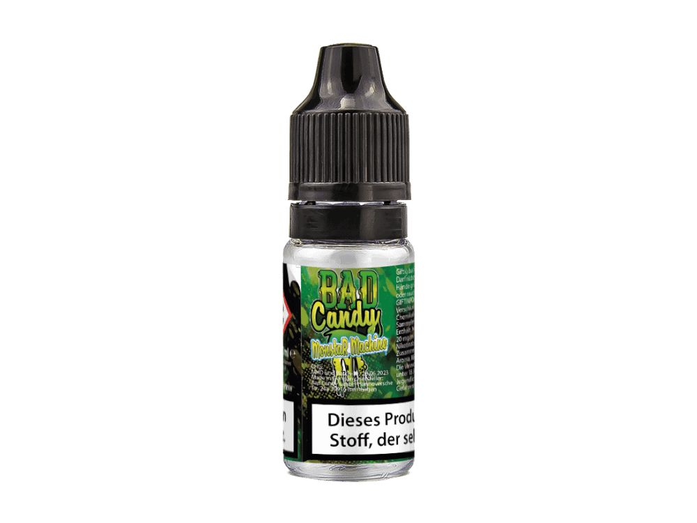 Bad Candy Liquids - Monstar Machine - Nikotinsalz Liquid 2 Bad Candy Montar Machine E-Liquid, 10ml, liquid to enhance vaping experience, in einem kleinen Fläschchen, mit buntem Label, für e-Zigaretten geeignet, original verpackt.