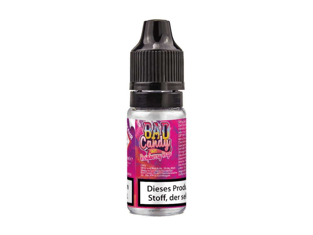 Bad Candy Liquids - Raspberry Rage - Nikotinsalz Liquid 2 Flüssigkeitsflasche mit Pinkem Etikett, Bad Candy Raspberry Rage, E-Liquid für E-Zigaretten, 10ml.