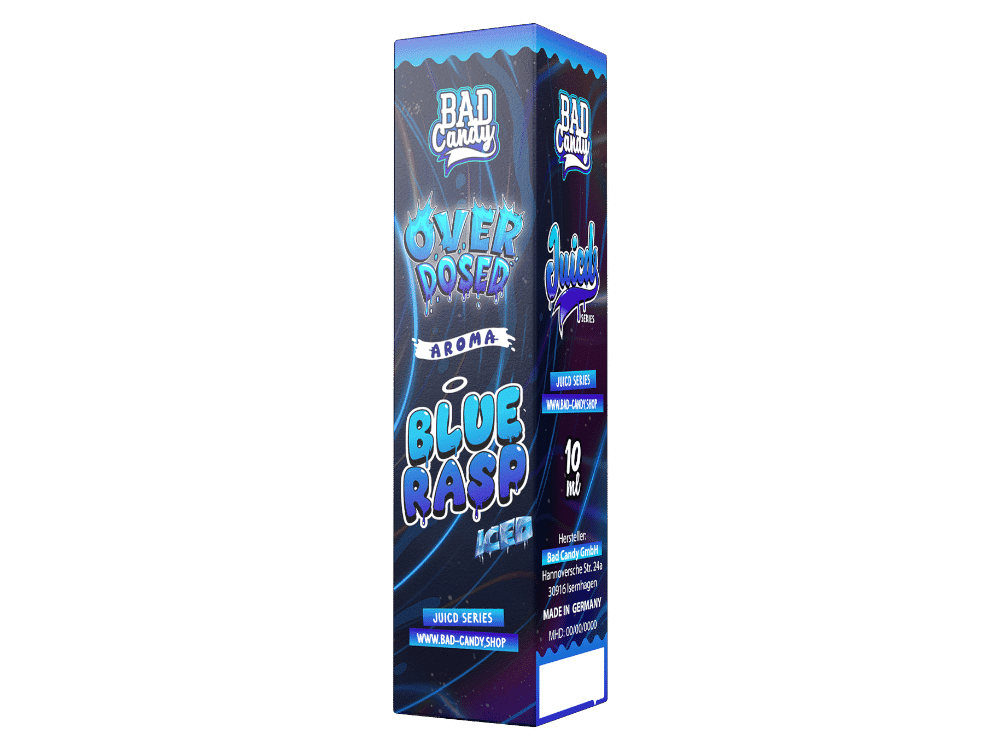 Bad Candy Liquids - Juicd - Blue Rasp Longfill 10 ml 1 Blaue Raspel Bonbons mit Ice Aroma, Überdosiert, 10 Stück, Jetlag Series, ideal für Gaming und Party, hochwertig verpackt, made in Germany.
