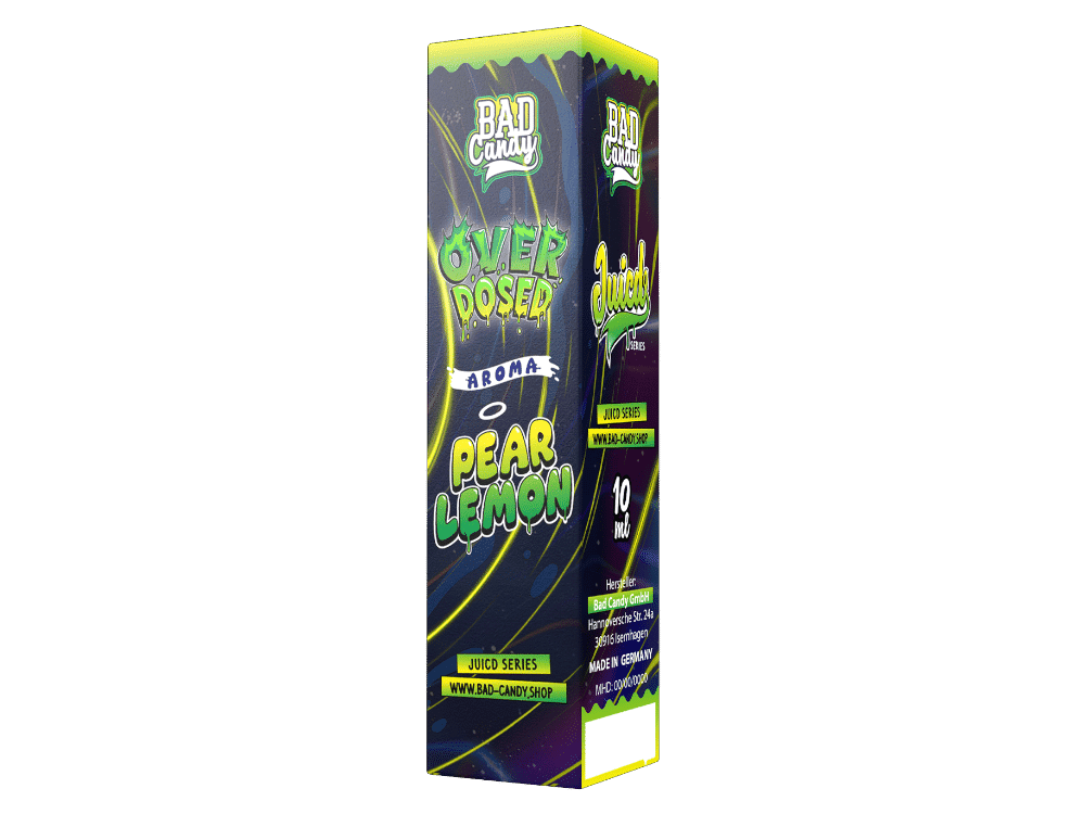 Bad Candy Liquids - Juicd - Pear Lemon Longfill 10 ml 1 Knallfrösche mit Erdbeer-Zitrone-Duft, 10 Stück, für Partys und Feste, in auffälliger Verpackung, hergestellt in Deutschland, ideal für coole Events und Feierlichkeiten, jugendliches Design, sichere Anwendung.