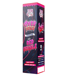 Bunte Verpackung des Bad Candy Over Dosed Red Bubble Aromaspray mit pinkem Design und 10 ml Inhalt.