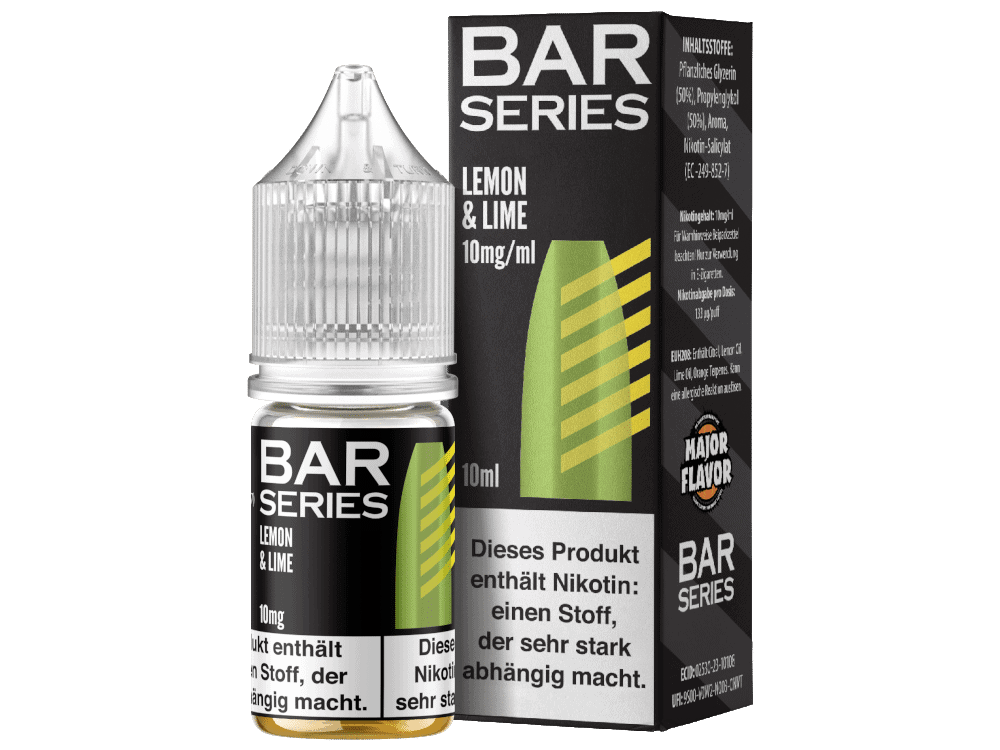 Bar Series - Lemon & Lime - Nikotinsalz Liquid 1 Erfrischendes E-Liquid Lemon & Lime für E-Zigaretten, 10 ml Flasche, starker Nikotinschub, ideal für Dampfer.