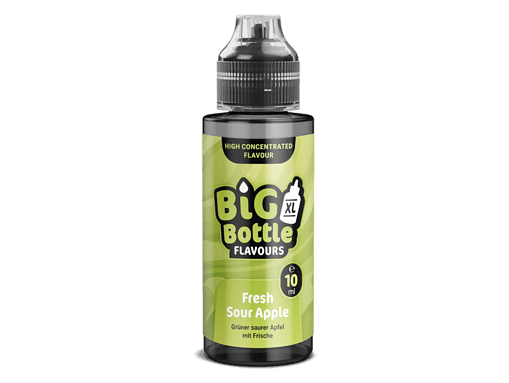 Aromatisierte E-Liquid Flasche für Vaping mit Geschmack Apfel, 10 ml, grün, Big Bottle Flavours.
