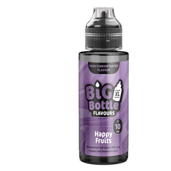 Blickfangige Flasche mit Happy Fruits Geschmack, 10 ml, ideal für E-Zigaretten und Liquid-Dampfen.
