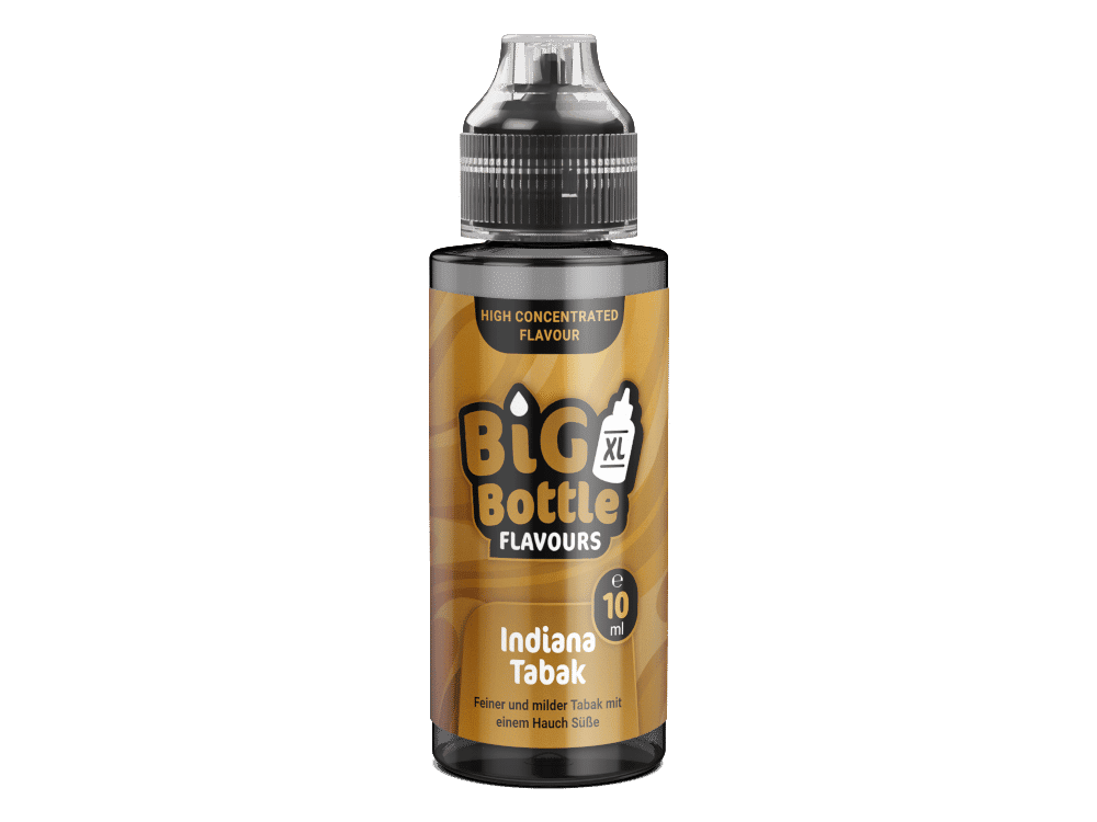 Big Bottle Indiana Tabak 10ml 1 Big Bottle Flavours Indiana Tabak E-Liquid, 10ml - Mild, süßer Tabakgeschmack, für E-Zigaretten geeignet.