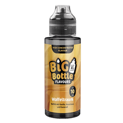 Waffeltraum E-Liquid Flasche für Vaping, Vanille, Haselnuss und Karamell Geschmack, 10 ml, Big Bottle Flavours, hohe Konzentration, ideal für Dampfer, Lebensmittelqualität, aromatisiert.