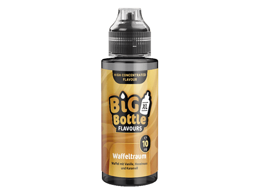 Waffeltraum E-Liquid Flasche für Vaping, Vanille, Haselnuss und Karamell Geschmack, 10 ml, Big Bottle Flavours, hohe Konzentration, ideal für Dampfer, Lebensmittelqualität, aromatisiert.