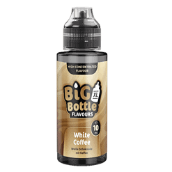 Klarglasflasche des Big Bottle Flavours White Coffee mit Kaffeegeschmack und 10 ml Inhalt.