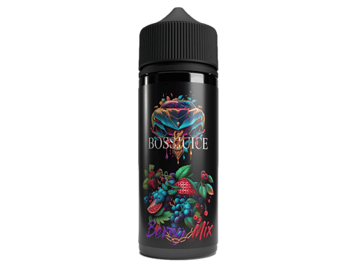 Flasche mit Beeren-Mix-Geschmack, bunte und trendige Verpackung, für E-Zigaretten, modern und auffällig, ideal für Vape-Liebhaber, hochwertiges Liquid.