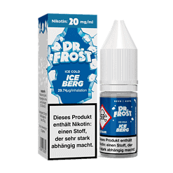 Nikotinshalt 20 mg/ml, Dr. Frost Iceberg E-Liquid im Fläschchen, für E-Zigaretten, mentholklarer Geschmack, Verpackung mit Warnhinweisen, ideal für Vape-Enthusiasten, intensiver Coolness-Effekt, 10ml Flasche, Nikotinvorrat für Dampfer.