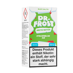 Likörröhre mit Dr. Frost Arctic Edition Erdbeereis Geschmack, nikotinfrei, 10 ml.