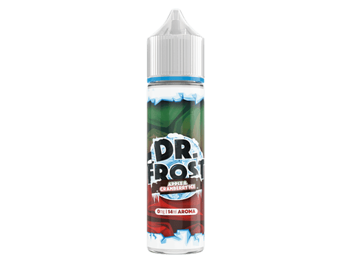 Erfrischende Dr. Frost E-Liquid Flasche mit Apfel & Cranberry Geschmack für E-Zigaretten, 14ml, ohne Nikotin.