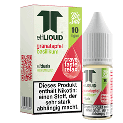 ElfLIQUID Granatapfel Basilikum Nikotinfrei, 10 mg/ml, Vape-Flüssigkeit für E-Zigaretten, Aroma, nikotinfrei, belebender Geschmack, einfache Anwendung, Hochwertige Premium Liquids, ideal für Dampfer, medizinische Qualität, Shop LETZ Go.