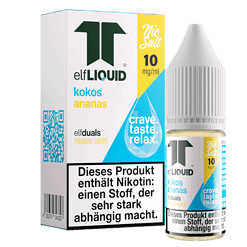 ElfLIQUID Kokos Ananas Nikotin E-Liquid, 10 mg/ml, für E-Zigaretten, aromatisch, speziell für Entspannung und Genuss, hochwertiges Premium Liquid.