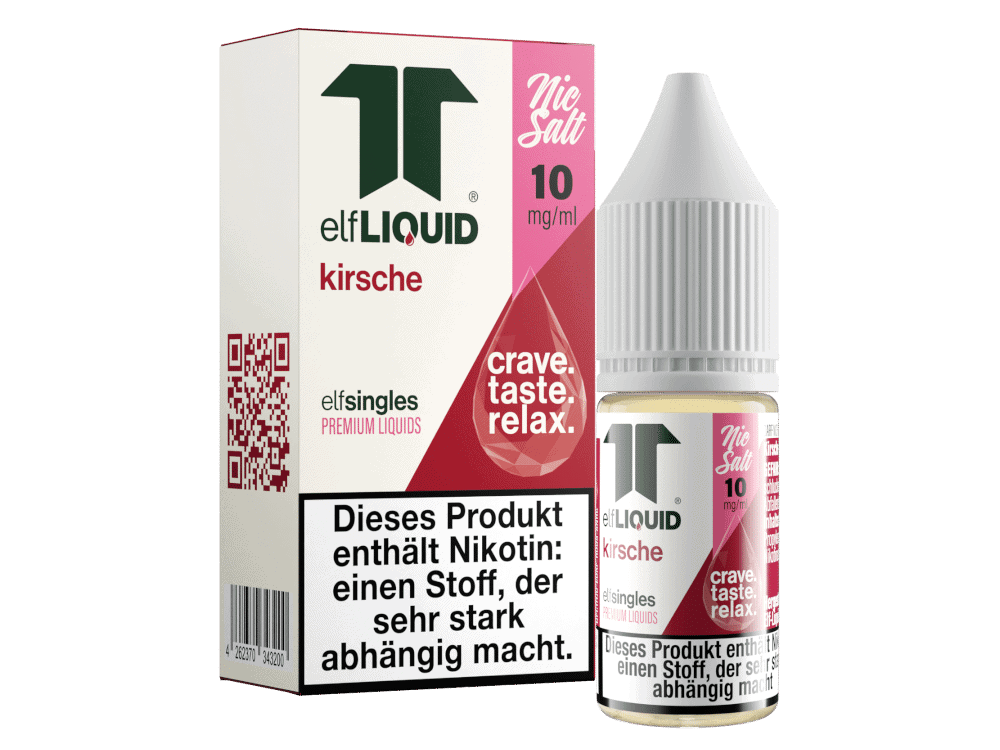 Elf-Liquid - Single - Kirsche Nikotinsalz Liquid 1 Benutzerdefinierte E-Liquid Kirsche, Nikotin 10 mg/ml, für Vaporizers, aromatischer Geschmack, entspannend, hochwertiges Premium Liquid.