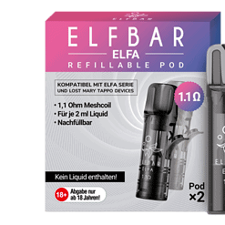 Ersatzpod für ELF BAR ELFA mit 1.1 Ohm Meshcoil, kompatibel mit ELFRA Serie und Lost Mary Tappo Geräten, 2 ml Liquid Kapazität, nachfüllbar.