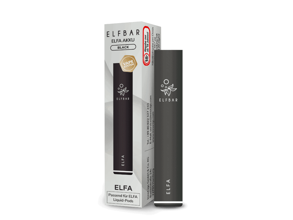 Elf Bar Elfa Akku 500 mAh 1 Nagelneues ELFA Akku für ELFA Liquid-Pods, black, mit E-Zigaretten-Technologie, kompaktes Design, langlebige Batterie, schnelle Ladefunktion, geeignet für angenehmes Dampfen.