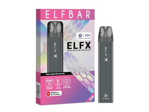 Funktionale E-Liquid-Box und Verdampfer Startset von ELFBAR mit dualem Mesh-Design und 1000mAh Akku, ideal für trendbewusste Vape-Enthusiasten.