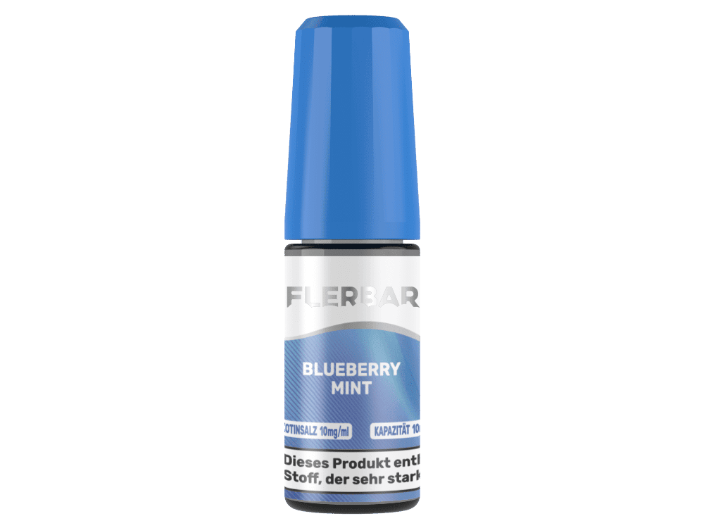 Flerbar Liquid Blueberry Mint Nikotinsalz Liquid 1 Frische Blueberry Mint Kautabletten in blauer Dose, erfrischender Geschmack, perfekt für unterwegs, 10 mg/ml Nikotinsalz, 40 ml Kapazität, angenehm stark.