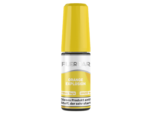 Vape-Öl Flasche in orange und gelb mit Luftwiderstand und Kapazität von 40 ml.