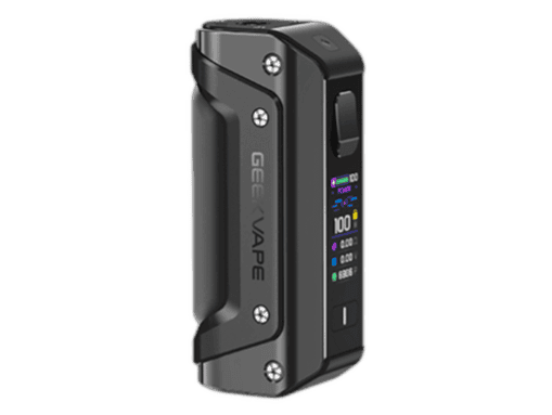 Vape Mod Gerät, vielseitiger E-Zigaretten Mod mit digitale Anzeige, Farbdisplay, einstellbarer Leistung für Dampfer, schwarzes Design.
