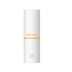 Wenax Spray Hautpflege, weißes Produkt mit orangefarbenem Design, für gesunde Haut, einfach anzuwenden, ideal für schnelle Pflege, hochwertiges Kosmetikprodukt, dermatologisch getestet.