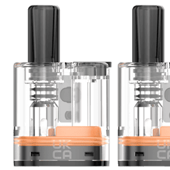 Vape Pod Set im Doppelpack für E-Zigaretten, transparente Kartuschen mit schwarzem Mundstück, einfaches Nachfüllen, kompatibel mit verschiedenen Modellen.