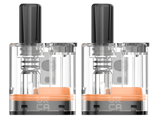 Vape Pod Set im Doppelpack für E-Zigaretten, transparente Kartuschen mit schwarzem Mundstück, einfaches Nachfüllen, kompatibel mit verschiedenen Modellen.