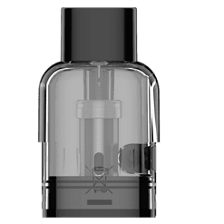 Moderner, transparenter Vape-Pod mit schwarzem Deckel, geeignet für E-Zigaretten, kompakt und stilvoll, ideal für Dampfer, einfache Handhabung, NO nicotine, innovative Technologie.