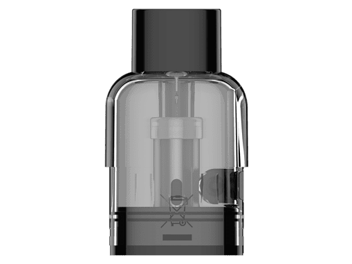 Moderner, transparenter Vape-Pod mit schwarzem Deckel, geeignet für E-Zigaretten, kompakt und stilvoll, ideal für Dampfer, einfache Handhabung, NO nicotine, innovative Technologie.