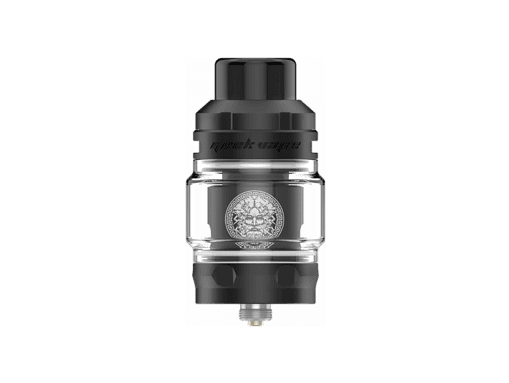 Blutbad Vape Tank mit schwarzem Design und Löwen-Motiv, für E-Zigaretten geeignet.