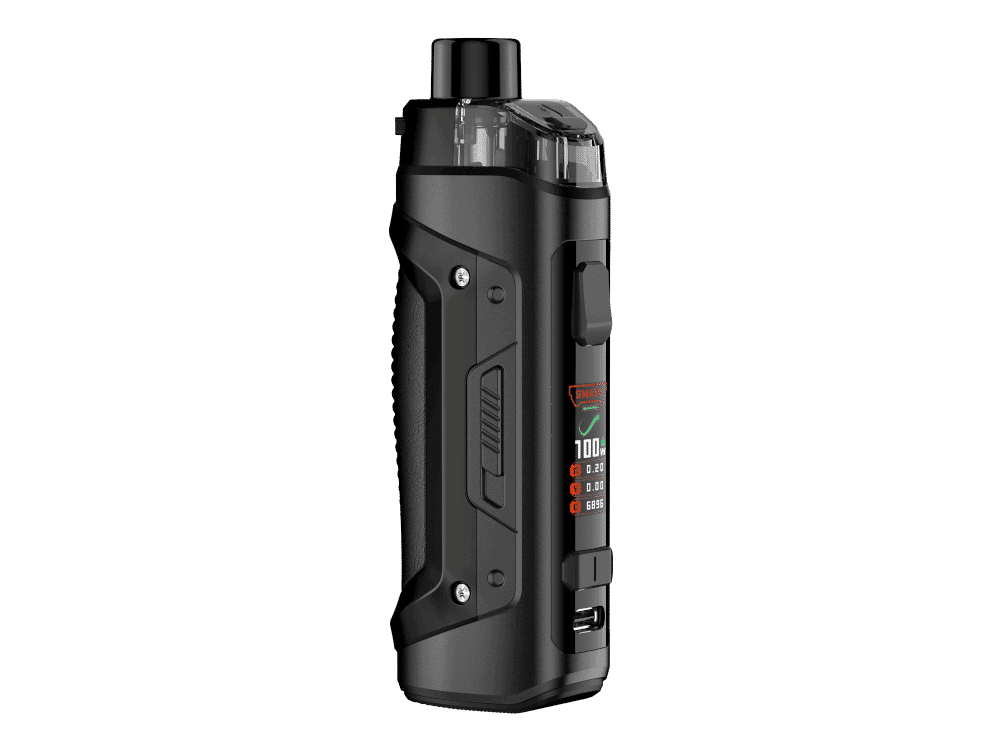 GeekVape Aegis Boost Pro 2 E-Zigaretten Set 1 Moderner Black Adjustable Vaporizator mit Digitaldisplay und ergonomischem Design.