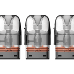 Drei Ersatzverdampfer für Vaping-Geräte, transparent mit schwarzem Gehäuse, kompakte Größe, hochwertige Materialqualität, ideal für Dampfer, langlebig und einfach zu installieren.