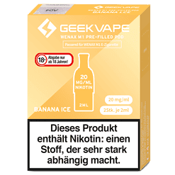 Hochwertiges Geekvape WENAX M1 Pre-Filled Pod für WENAX M1 E-Zigaretten, 20 mg/ml Nikotin, 2 ml Inhalt, Banana Ice Geschmack, ideal für Dampfer, einfach zu verwenden.