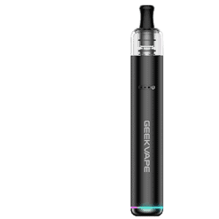 AiroPro Vape-Stift mit Anzeigeleuchten und "GEEKVAPE" Logo in Schwarz, kompakte und stylische E-Zigaretten für Dampfer.