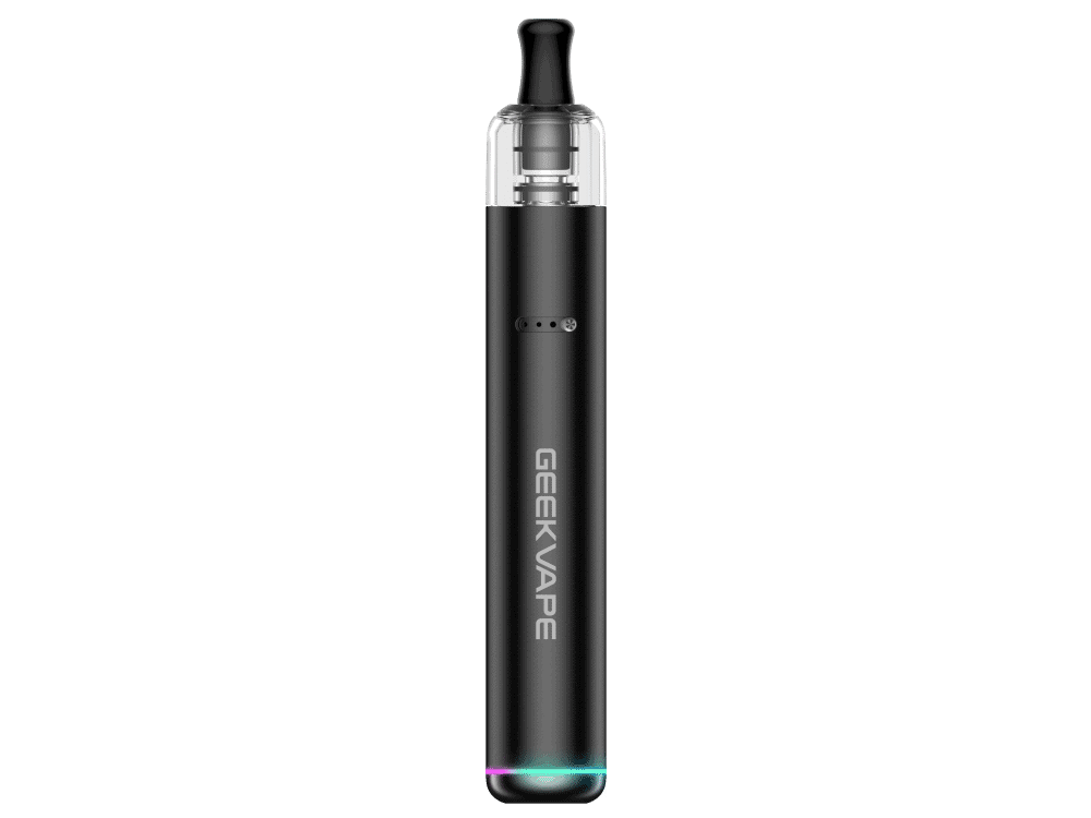 GeekVape Wenax S3 Evo E-Zigaretten Set 1 AiroPro Vape-Stift mit Anzeigeleuchten und "GEEKVAPE" Logo in Schwarz, kompakte und stylische E-Zigaretten für Dampfer.