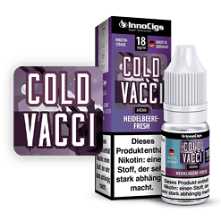 InnoCigs Cold Vacci Heidelbeer-Fresh E-Liquid, 18 mg/ml, 10 ml Flasche, Nikotin-Stärke, hergestellt in Deutschland, für E-Zigaretten.