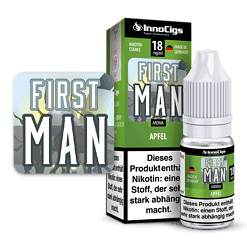 First Man Apfel Liquid E-Zigaretten Aroma, Nikotin 18 mg/ml, Made in Germany, bequeme Handhabung, hohe Qualität.