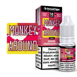 InnoCigs Monkey Around Banane-Amarenakirsche 18 mg/ml Liquid für E-Zigaretten, Made in Germany, Nikotinstärke, aromatisiert, für Dampfer, leckeres Geschmackserlebnis, hochwertige Qualität.