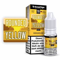 InnoCigs Rounded Yellow Honigmelone E-Liquid, 18mg/ml, 10ml Flasche, Made in Germany, Nikotinstärke, aromatisches Honigmelonen-Dampferliquid, ideal für E-Zigaretten, intensiv und süßlich.